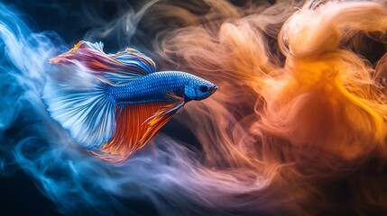 Fototapeta premium Vibrant Betta Splendor: A Symphony of Color and Movement