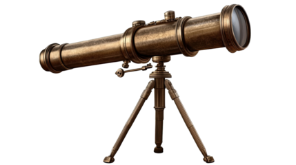 Vintage Brass Telescope: An antique brass telescope mounted on a tripod, ready to explore the mysteries of the universe.