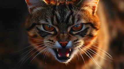 Wildcat Close-Up: A Glaring Gaze into the Eyes of a Feline Predator