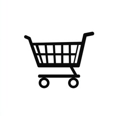 Simple Black Shopping Cart Icon Illustration