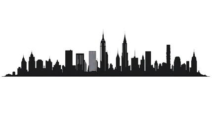 Fototapeta premium NYC Skyline Silhouette: A sleek, minimalist silhouette of the iconic New York City skyline, capturing the city's dynamism and architectural grandeur in a stylish, graphic design. 