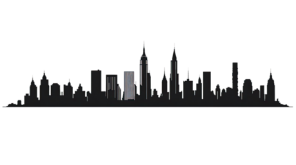 NYC Skyline Silhouette: A sleek, minimalist silhouette of the iconic New York City skyline, capturing the city's dynamism and architectural grandeur in a stylish, graphic design. 
