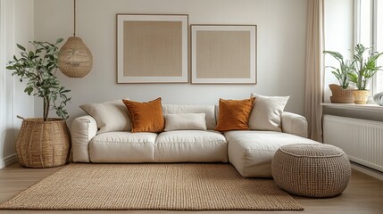 Bright and Inviting Living Room Featuring a Stylish White Couch Surrounded by Lush Green Plant Life Creating a Cozy and Relaxing Atmosphere Ideal for Leisure and Social Gatherings