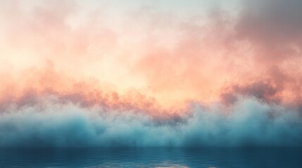 Fototapeta premium Serene Sunset Cloudscape Over Calm Ocean Waters