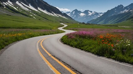 Naklejka premium mountain road in the mountains