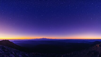 starry dawn panorama, luminous cosmic field, deep indigo sky gradient, pristine night atmosphere, natural star pattern, tranquil morning twilight, astronomical scene, clear celestial view