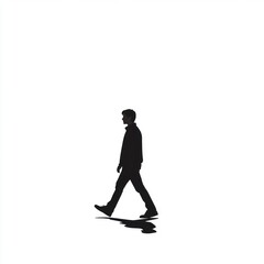 Obraz premium Silhouette of a Man Walking on a White Background