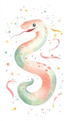 Fototapeta premium Whimsical snake illustration with New Year atmosphere and festive decoration