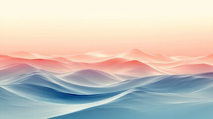 Abstract Pastel Waves Rolling Hills Landscape