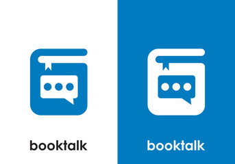 talking book logo vector. learning conversation logo design template or school curriculum and education