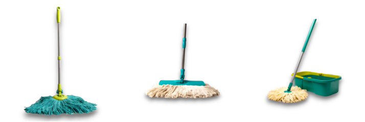 Isolated mops on a transparent background for cleaning and maintenance