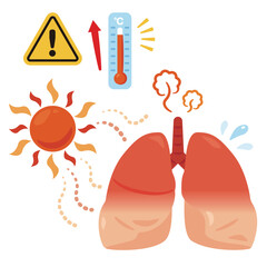 暑さでバテる肺のイラスト