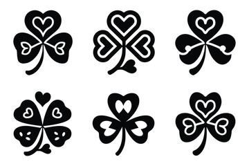 Creative Clover Silhouette Vector Icons - Perfect for St. Patrick's Day and Luck-Themed Designs