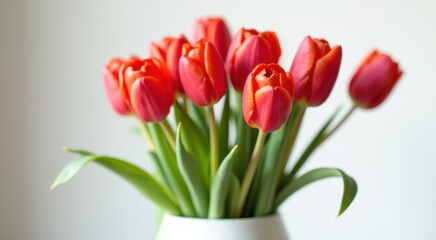 Vase with a bunch of red flowers in it