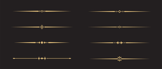 Set of Vintage decorative golden lines. text dividers. Gold line border. Lines separators, Borders, Vintage dividers, Underline elements. Vector illustration © Alano Design