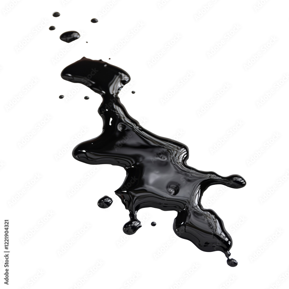 Aufkleber An abstract image showcasing a dynamic splash of black liquid against a stark black background the liquid displays a high gloss and reflects light creating a sense of movement and energy.