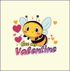 Bee my valentine day vector 