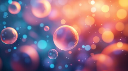 Abstract image of colorful bubbles floating in a dreamy setting