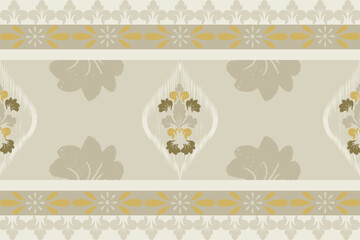Ikat seamless floral pattern on vintage tone  , Motif ethnic  floral seamless textil,  embroidery, print striped ornament floral, pattern, design for wrapping, silk, scarf, background, text