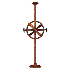 Obraz premium Antique Nautical Machinery with Rusty Metal Wheel