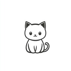 Fototapeta premium Adorable Cartoon Cat Sitting Calmly and Cute