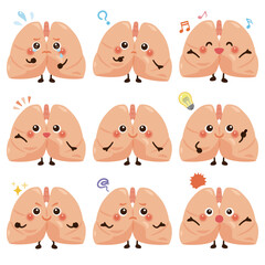 肺のキャラクター　表情セット