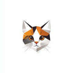 Obraz premium Geometric Calico Cat Head Low Poly Design