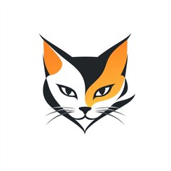 Abstract Calico Cat Head Design Illustration
