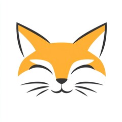 Obraz premium Happy Orange Fox Face Simple Design Illustration