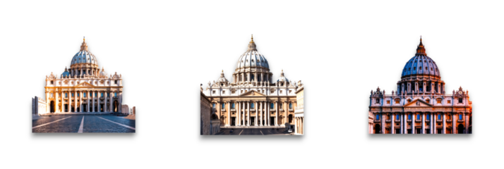St  Peter's Basilica on a transparent background, an iconic architectural landmark