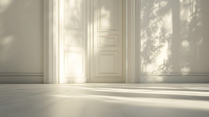 Sunlit Room with Elegant White Paneled Door