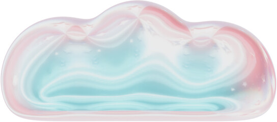 Pink Blue Hologram Cloud 3D Illustration