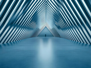 Naklejka premium Abstract 3D Background: Blue Striped Tunnel