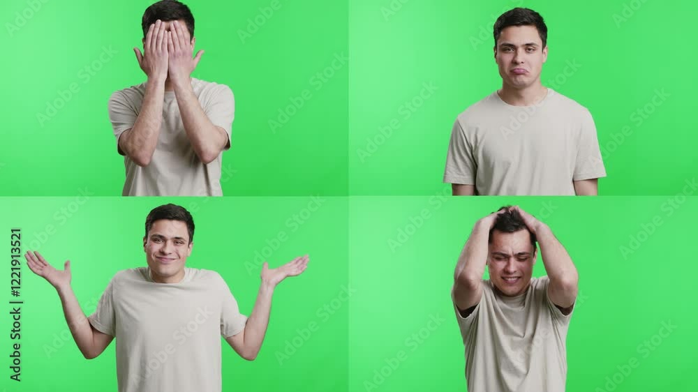 Aufkleber a collection showcasing four individuals displaying a range of emotions on a bright green background