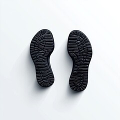 Black Shoe Soles Placed Side By Side On White Background