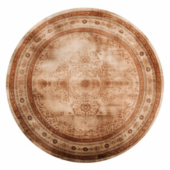 Beige Round Rug Vintage Oriental Carpet Brown Floral Pattern Home Decor