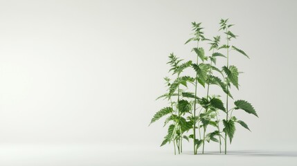 Naklejka premium Green nettle plants on white background, studio shot