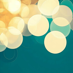Teal Abstract Background with Golden Circles