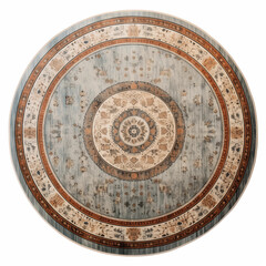 Round Rug Blue Grey Mandala Pattern Oriental Carpet Home Decor
