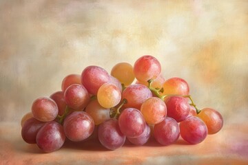 Fresh Grapes on Soft Peach Table in Natural Light