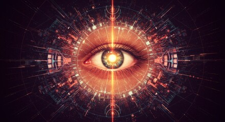 Obraz premium Surreal Eye with Cosmic Elements and Energetic Background