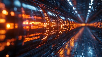 Obraz premium Secure Data Encryption Visualization Through Interconnected Lines and Symbols for Safe Transmission