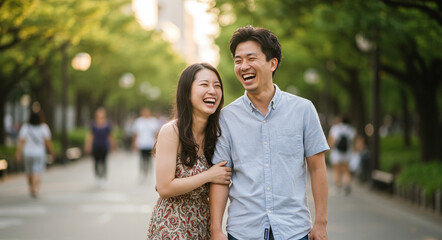 Obraz premium 日本人の男女、夫婦、カップル