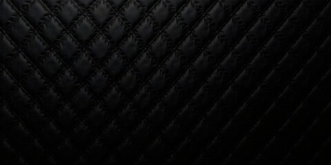 Dark quilted fabric background, luxurious diamond pattern texture, elegant black textile surface for design projects