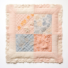 Pastel Floral Patchwork Quilt Scalloped Edge Baby Blanket Nursery Decor