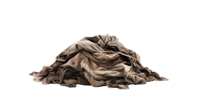 Pile of dirty laundry on transparent background
