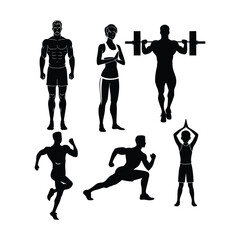 Gym Exercises silhouettes