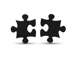 Two Interlocking Black Puzzle Pieces on White Background