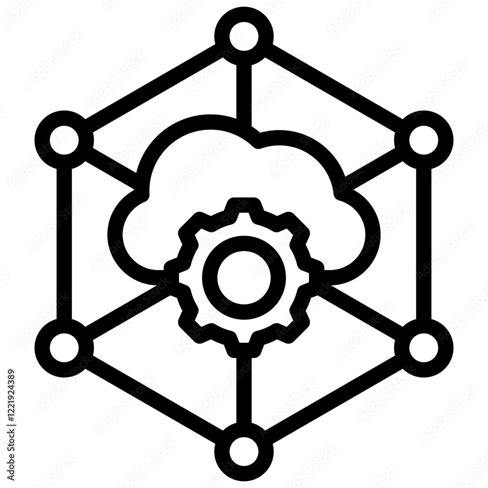 Poster edge computing outline icon