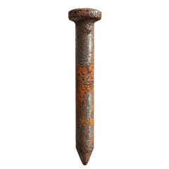 Rusty Nail on White Background with Detailed Texture